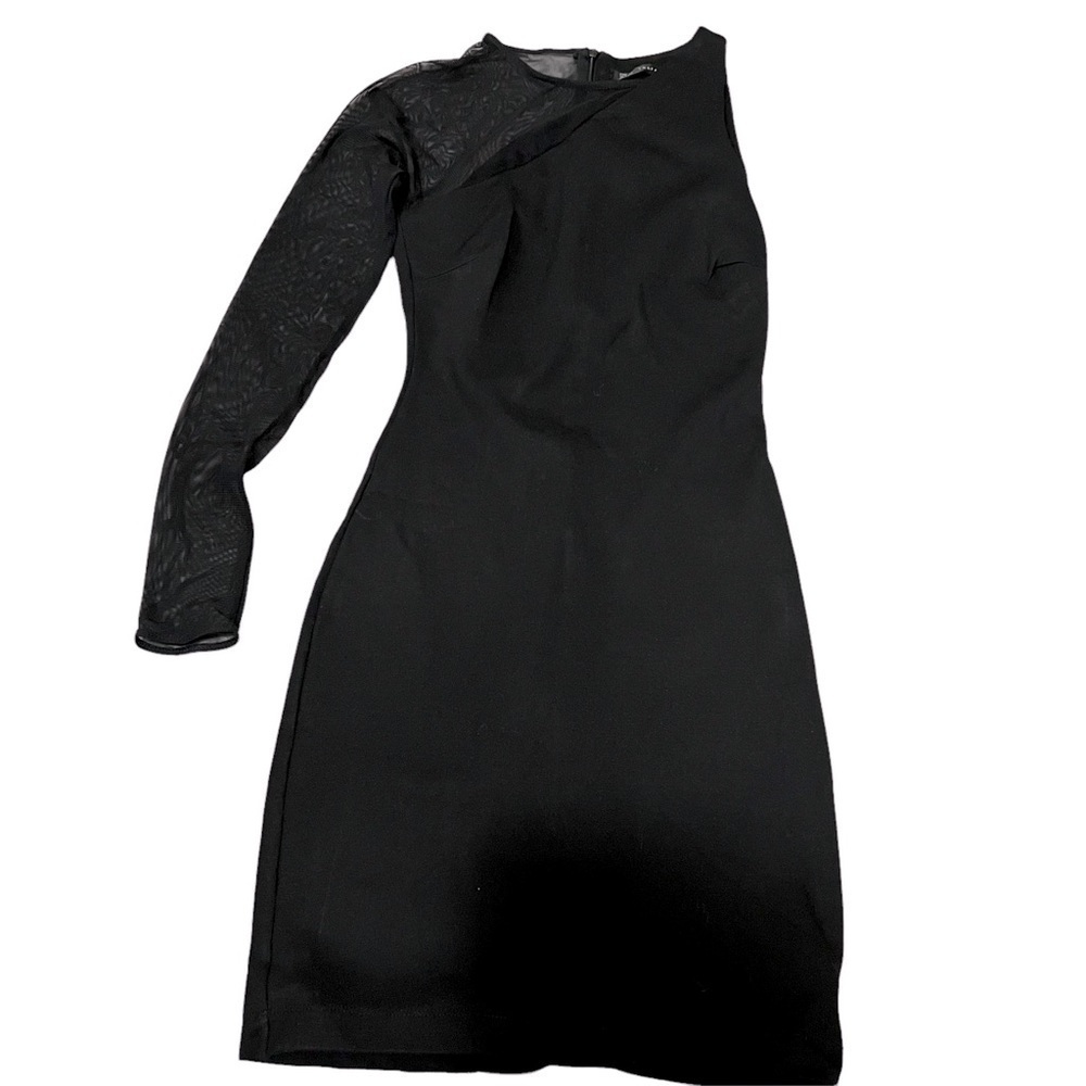 ZARA Women Trafaluc Black Dress With One Sheer Sleeve-Size XS